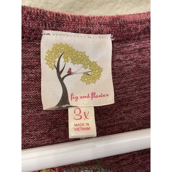 Fig and Flower‎ Top Womens 3X Floral Embroidered Peasant Boho Tie Front Cardigan - Picture 3 of 8